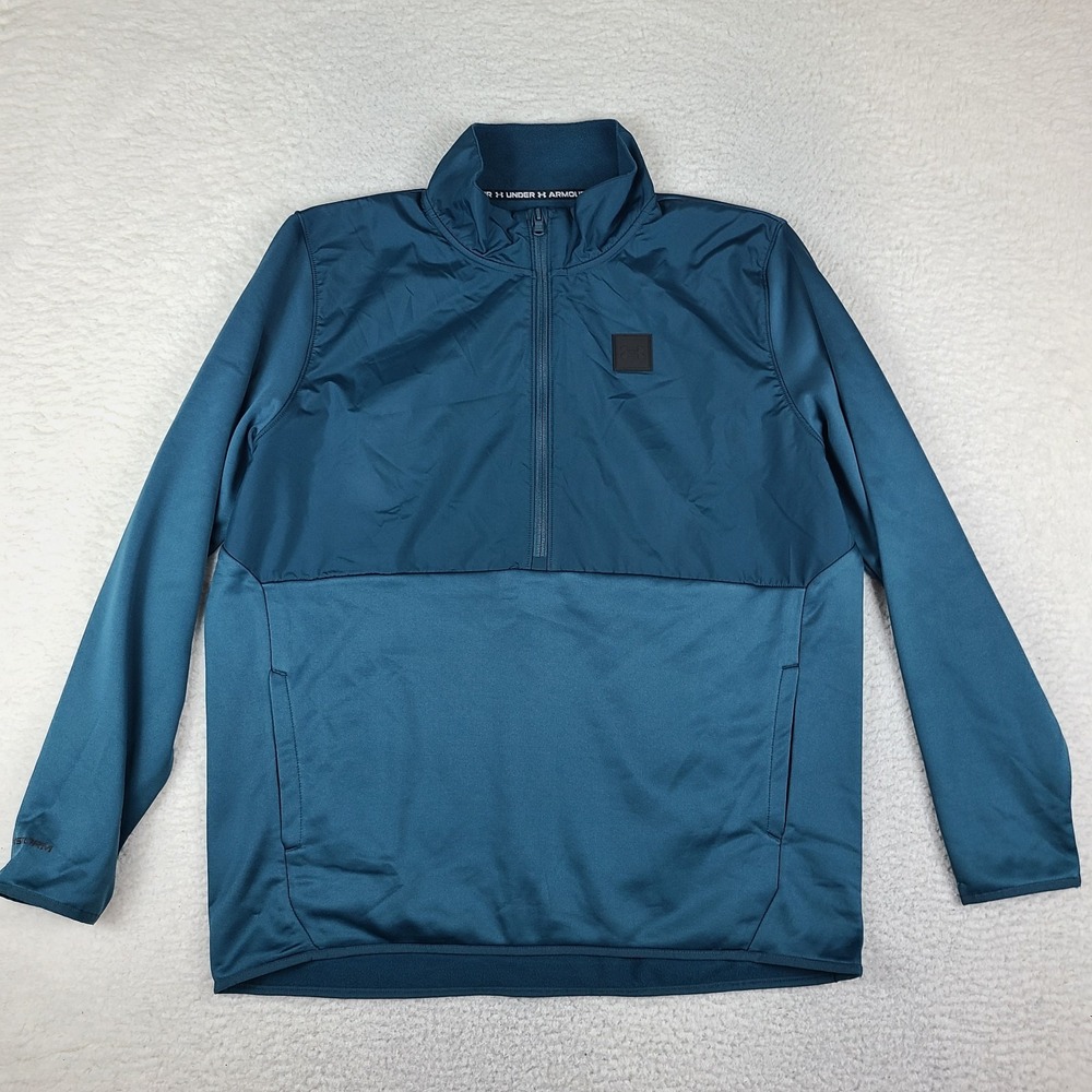 Under Armour Sweater Mens XL Teal Blue Pocket Performance Fleece Storm 137385